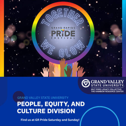 GR "Together We Glow" logo with a space-themed background and mix of hands raised up